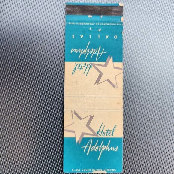 Vintage Matchcover Hotel Adolphus Dallas Texas - Picture 1 of 2
